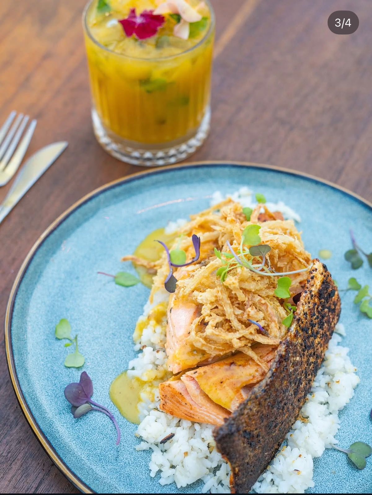 Salmon with coconut rice